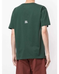 T-shirt à col rond brodé vert foncé Reception