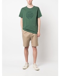 T-shirt à col rond brodé vert foncé Billionaire