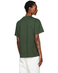 T-shirt à col rond brodé vert foncé JW Anderson