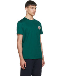 T-shirt à col rond brodé vert foncé Moncler