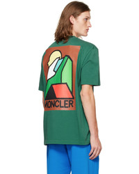 T-shirt à col rond brodé vert foncé Moncler