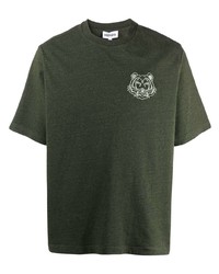 T-shirt à col rond brodé vert foncé Kenzo