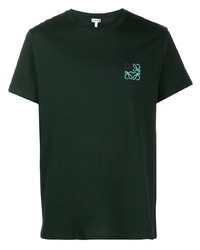 T-shirt à col rond brodé vert foncé Loewe