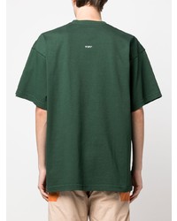 T-shirt à col rond brodé vert foncé WTAPS