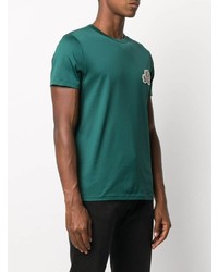 T-shirt à col rond brodé vert foncé Moncler