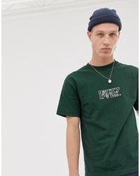 T-shirt à col rond brodé vert foncé Parlez