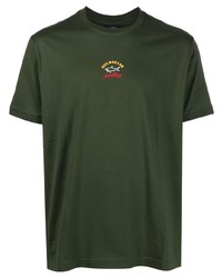 T-shirt à col rond brodé vert foncé Paul & Shark