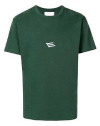 T-shirt à col rond brodé vert foncé Reception