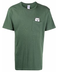 T-shirt à col rond brodé vert foncé RIPNDIP
