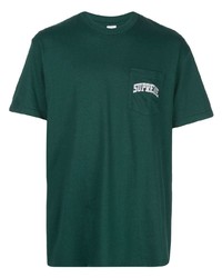 T-shirt à col rond brodé vert foncé Supreme