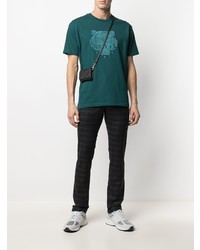 T-shirt à col rond brodé vert foncé Kenzo