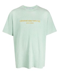 T-shirt à col rond brodé vert menthe Alexander Wang