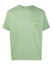 T-shirt à col rond brodé vert menthe Bode