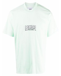 T-shirt à col rond brodé vert menthe Bonsai