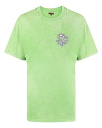 T-shirt à col rond brodé vert menthe Clot