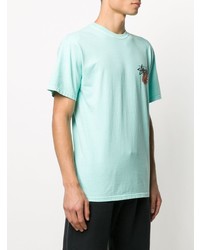 T-shirt à col rond brodé vert menthe Stussy