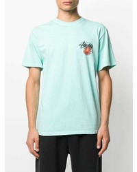 T-shirt à col rond brodé vert menthe Stussy