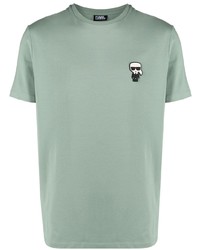 T-shirt à col rond brodé vert menthe Karl Lagerfeld