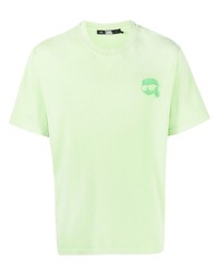 T-shirt à col rond brodé vert menthe Karl Lagerfeld