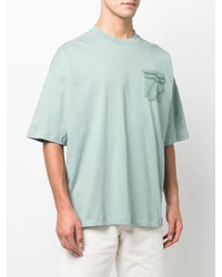 T-shirt à col rond brodé vert menthe Zegna