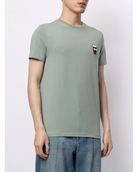 T-shirt à col rond brodé vert menthe Karl Lagerfeld