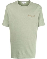 T-shirt à col rond brodé vert menthe Maison Labiche