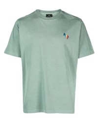 T-shirt à col rond brodé vert menthe Paul Smith