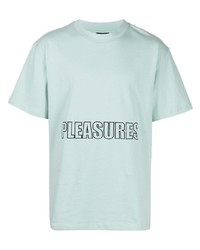 T-shirt à col rond brodé vert menthe Pleasures