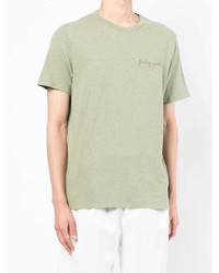 T-shirt à col rond brodé vert menthe Maison Labiche