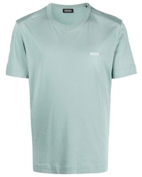 T-shirt à col rond brodé vert menthe Zegna