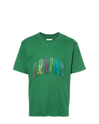 T-shirt à col rond brodé vert
