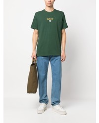 T-shirt à col rond brodé vert Barbour