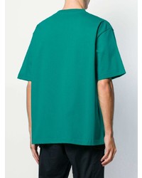 T-shirt à col rond brodé vert Balenciaga