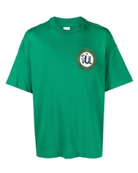 T-shirt à col rond brodé vert Emporio Armani