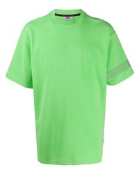 T-shirt à col rond brodé vert Gcds