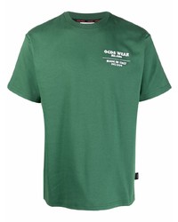 T-shirt à col rond brodé vert Gcds