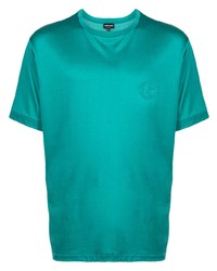 T-shirt à col rond brodé vert Giorgio Armani