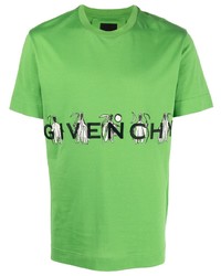 T-shirt à col rond brodé vert Givenchy