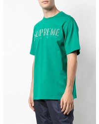 T-shirt à col rond brodé vert Supreme