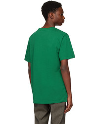 T-shirt à col rond brodé vert MAISON KITSUNÉ