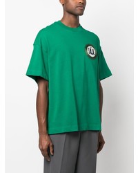 T-shirt à col rond brodé vert Emporio Armani