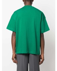 T-shirt à col rond brodé vert Emporio Armani