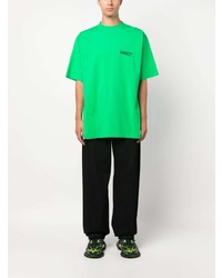 T-shirt à col rond brodé vert Balenciaga