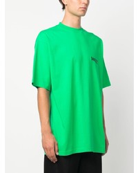 T-shirt à col rond brodé vert Balenciaga