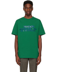 T-shirt à col rond brodé vert MAISON KITSUNÉ