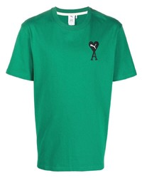 T-shirt à col rond brodé vert Puma
