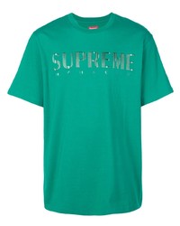 T-shirt à col rond brodé vert Supreme