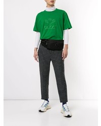 T-shirt à col rond brodé vert Gucci