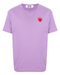 T-shirt à col rond brodé violet clair Comme Des Garcons Play