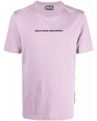 T-shirt à col rond brodé violet clair Diesel